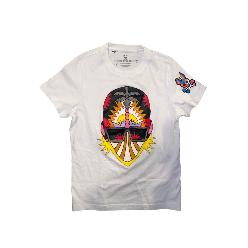 Psycho Bunny x Daddy‎ Yankee Graphic T Shirt Mens Small White Pima Cotton
